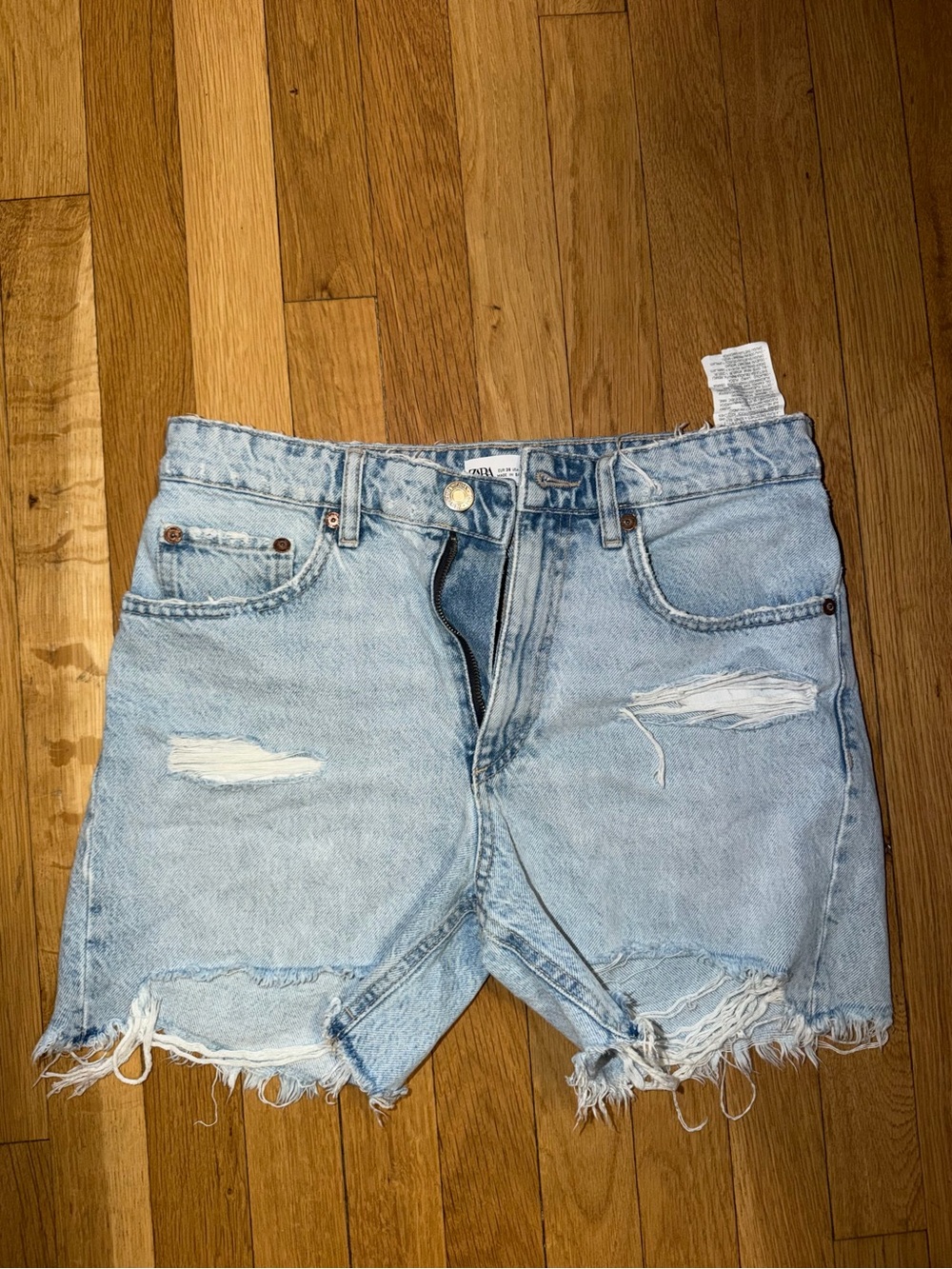 Zara cutout denim shorts size 4